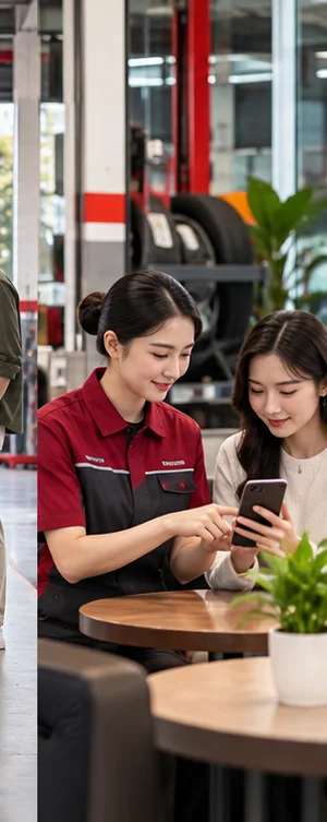Khách hàng xem thông tin chăm sóc xe trên điện thoại